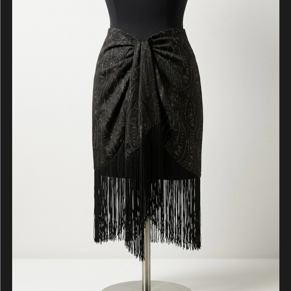 Zara Black Asymmetrical Fringe Skirt